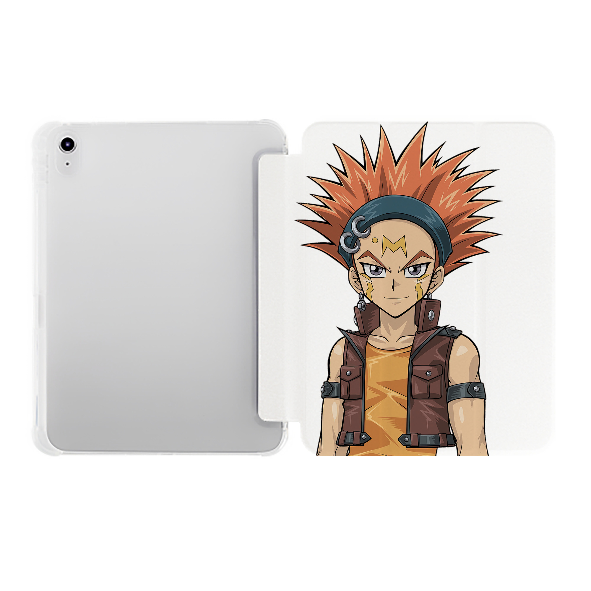 （画像用） 遊☆戯☆王 Yu-Gi-Oh! IPad ケース ペン収納付き 三つ折りスタンド PUレザー×シリコン 対応機種9.5/10.5/10.9インチ